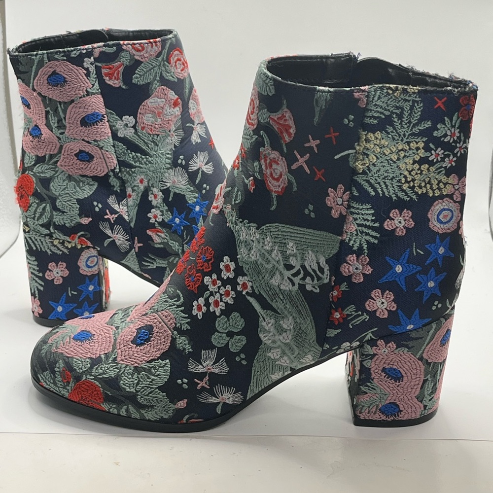 Indigo Rd Floral Embroidered Block Heel Boho Ankle Boots Bootie – Women's 6.5M - Picture 2 of 7